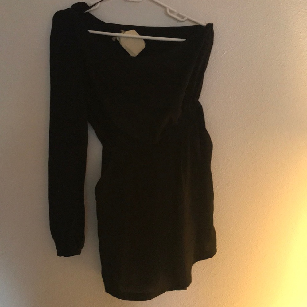 Sweet Rain one shoulder romper BLACK in color